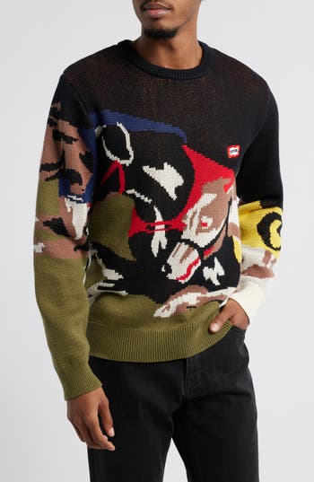 Icecream Race Cotton Crewneck Sweater In Black