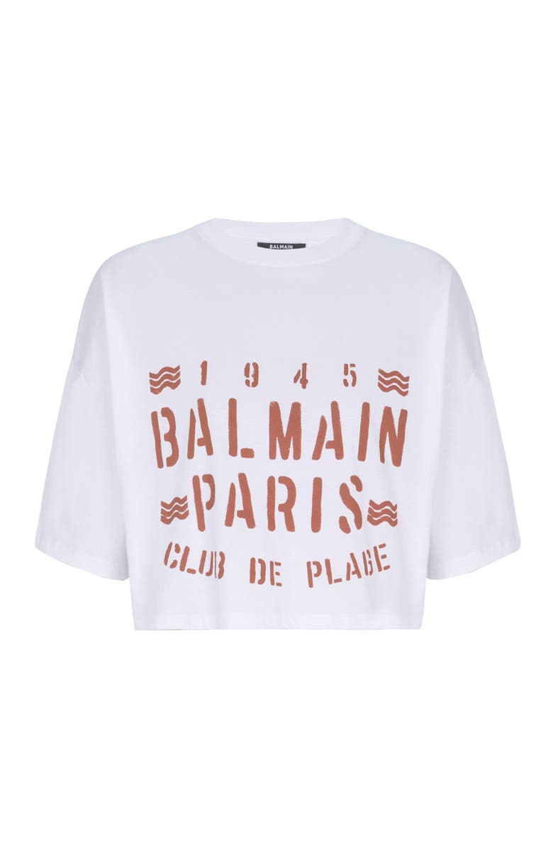 Balmain T-shirt with Balmain Plage print, Alternate, color, White
