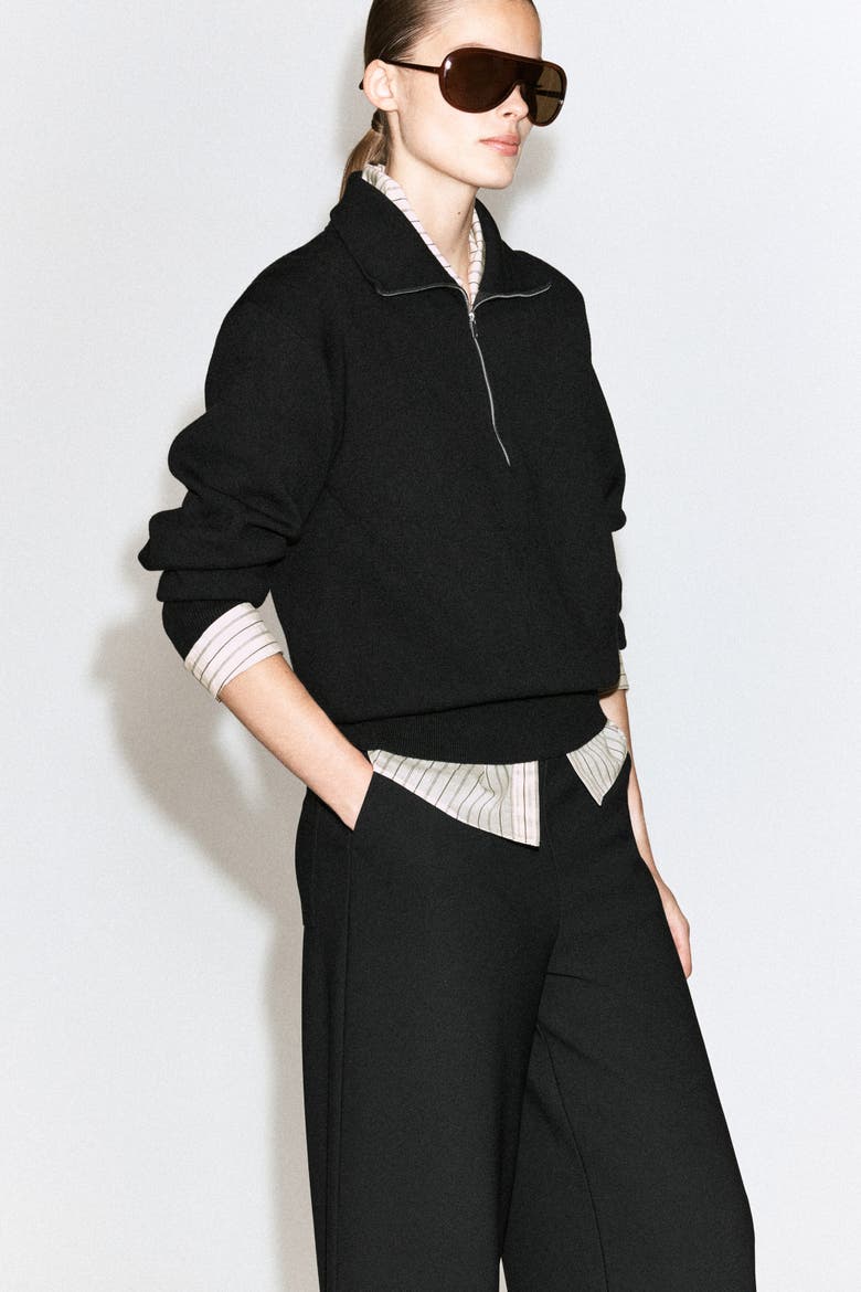 Crepe-Jersey Wide-Leg Pants, Alternate, color, BLACK