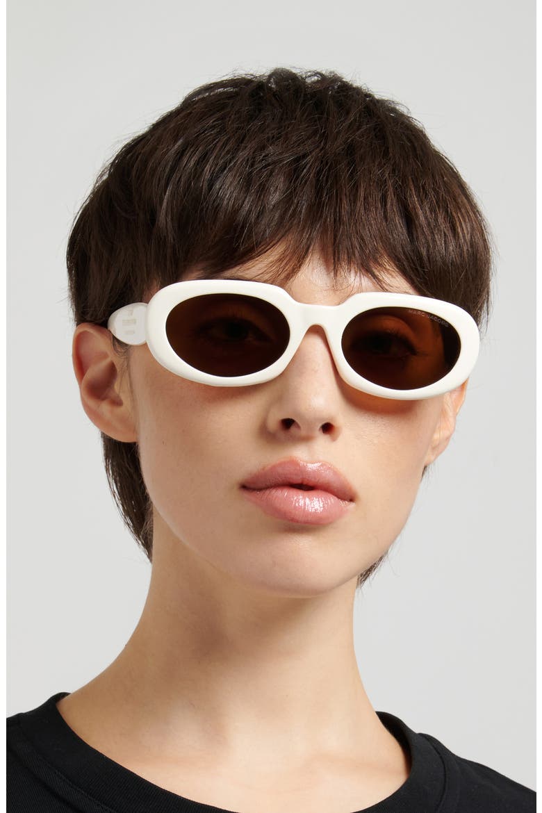 53mm Oval Sunglasses, Alternate, color, IVORY/ BROWN