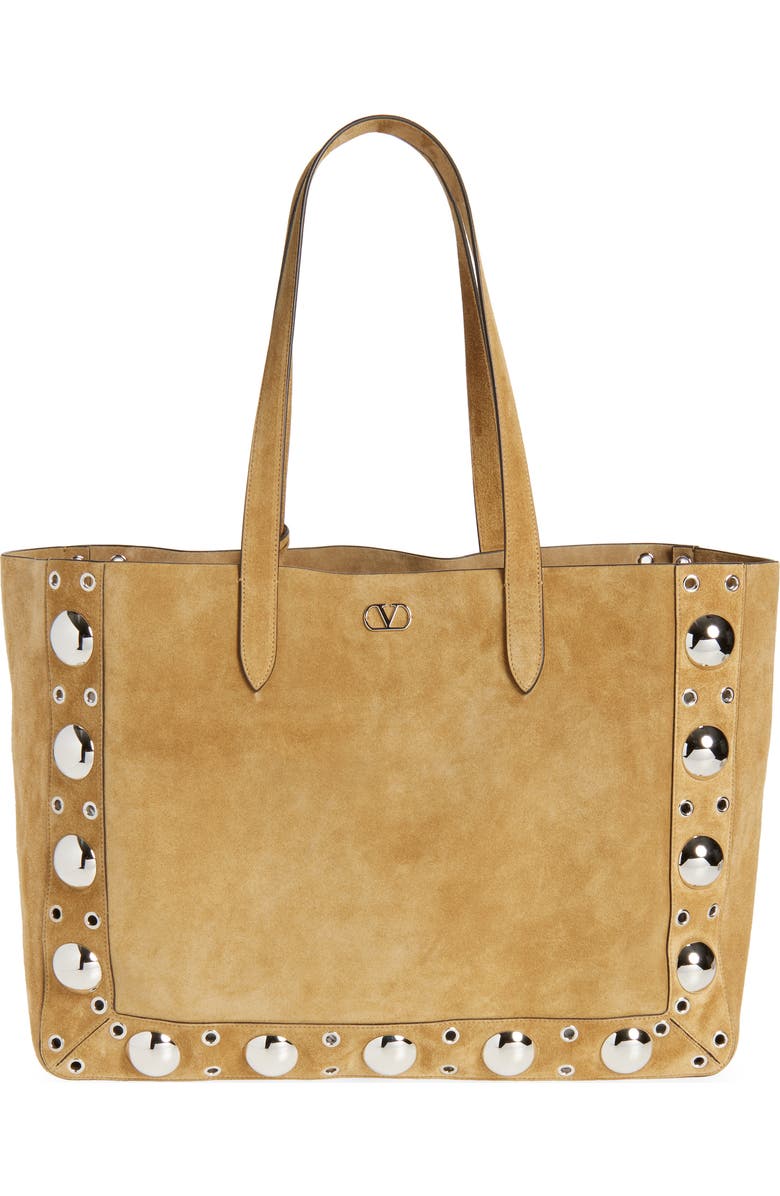 Valentino Garavani Nellcôte Stud Suede Tote Bag, Main, color,