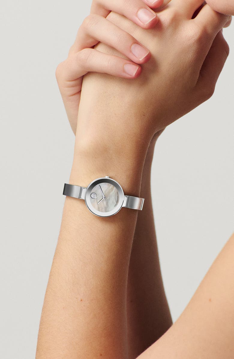 Movado Bold Mother-of-Pearl Bangle Bracelet Watch, 28mm, Alternate, color, Mother Of Pearl