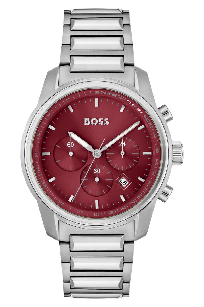Trace Chronograph Bracelet Watch, 44mm, Main, color, RED