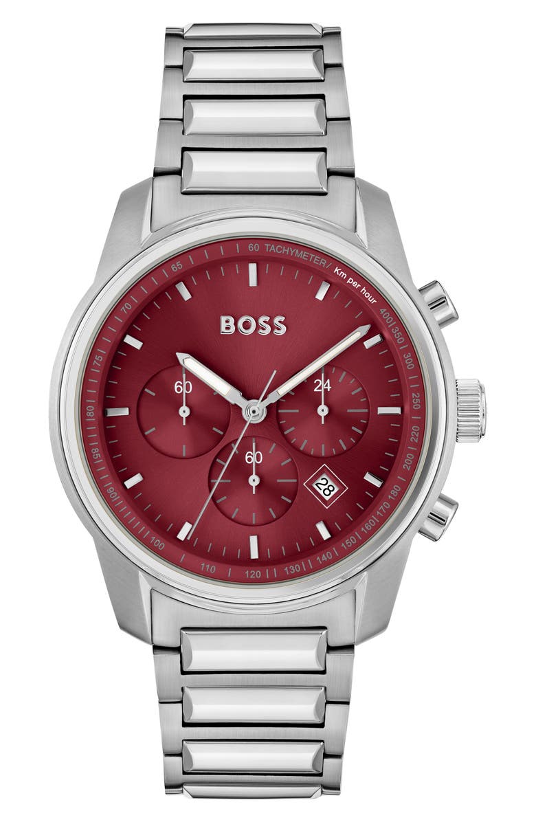 BOSS Trace Chronograph Bracelet Watch, 44mm, Main, color, 