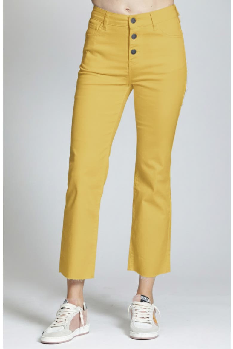 Raw Hem Ankle Straight Leg Jeans, Main, color, POPCORN YELLOW