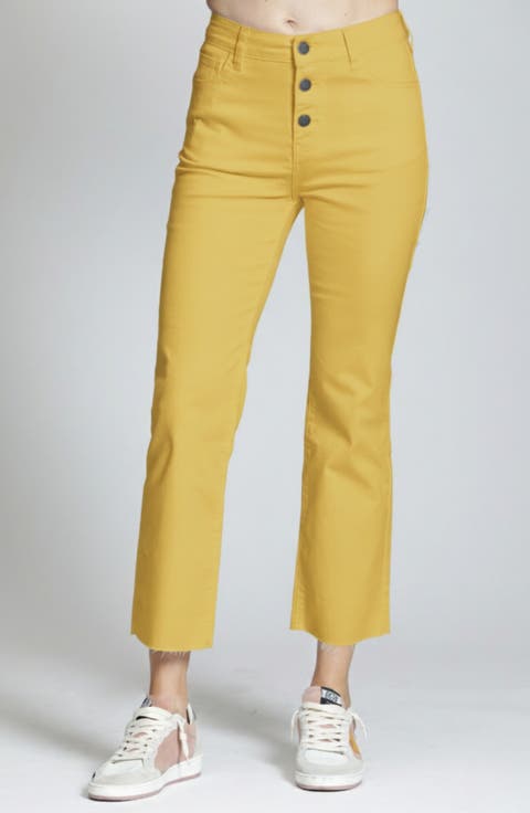 Raw Hem Ankle Straight Leg Jeans