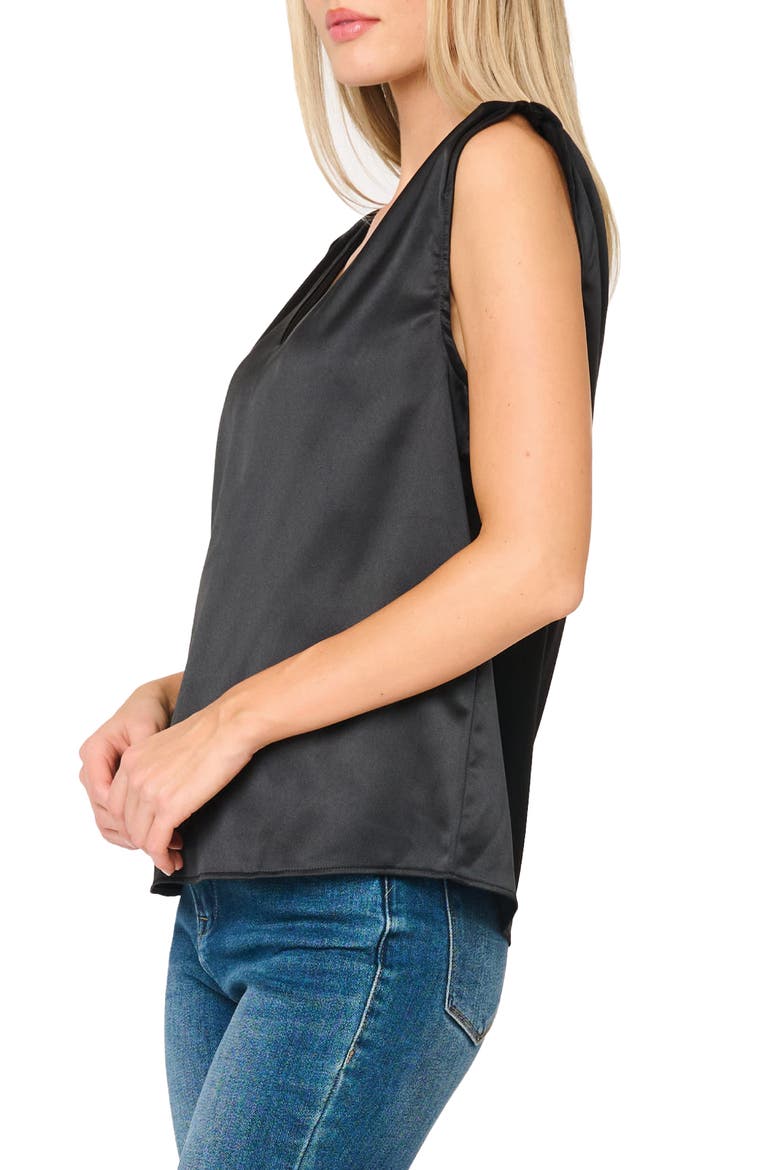 Reverly Cinch Shoulder Sleeveless Satin Top, Alternate, color, BLACK