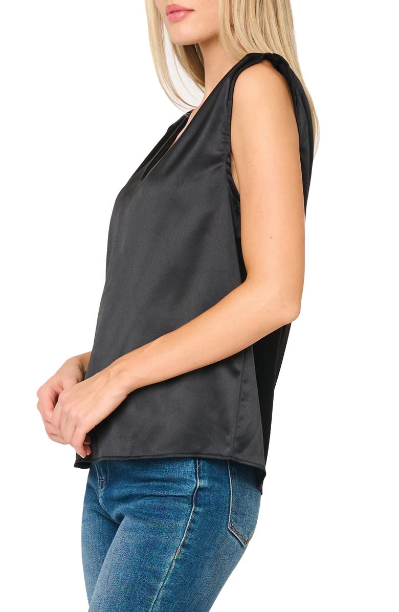 GIBSONLOOK Reverly Cinch Shoulder Sleeveless Satin Top, Alternate, color, Black