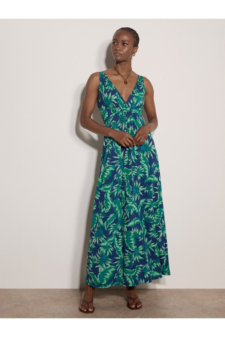 Vintage Tropical Leaf Maxi Dress, Alternate, color, Blue