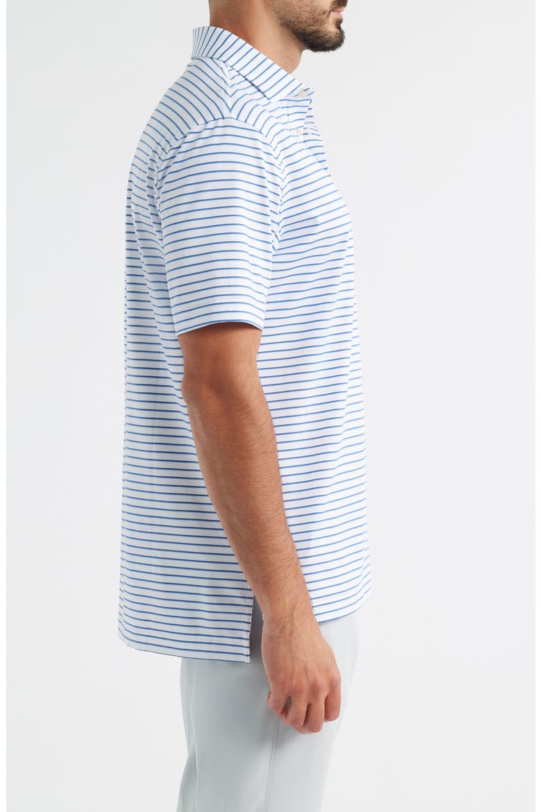 Dunnes Stripe Performance Jersey Polo, Alternate, color, WHITE / WINDSOR BLUE