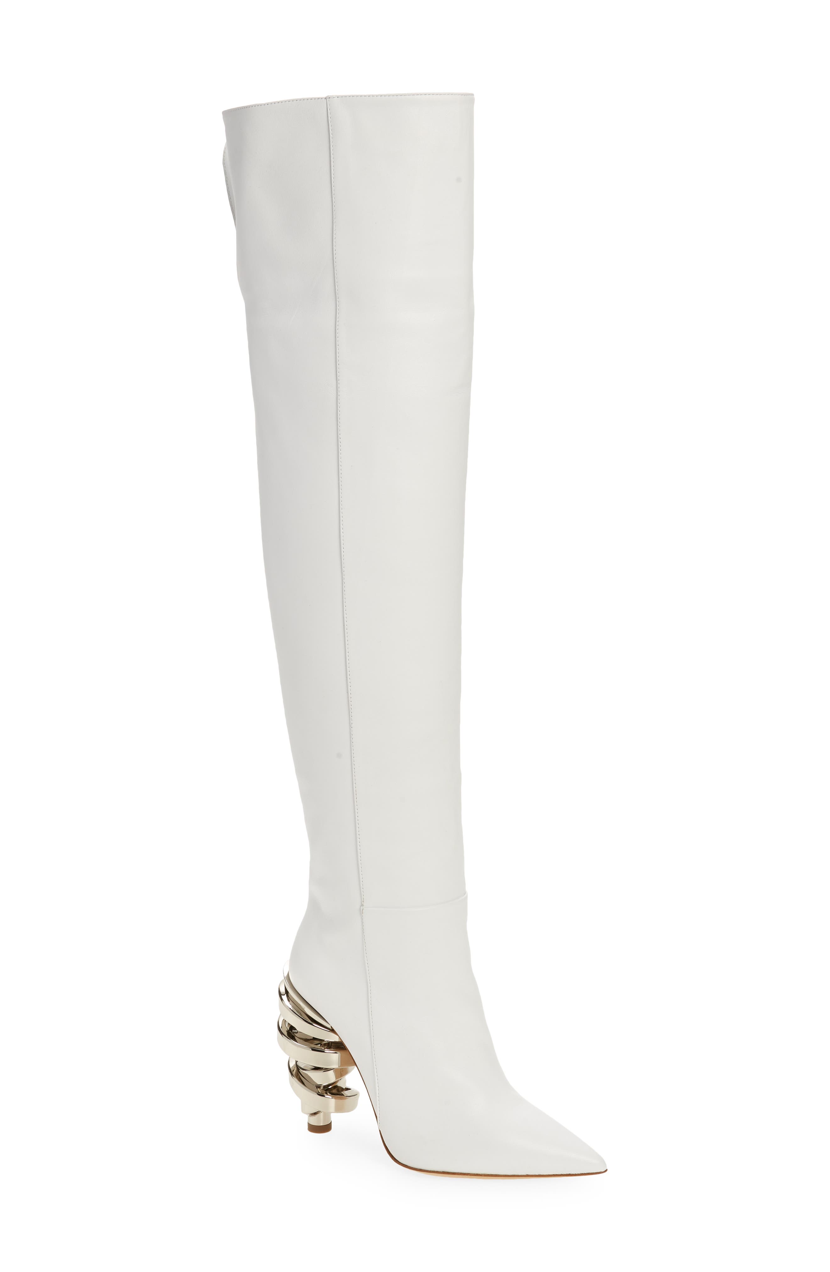 Zerina Pointed Toe Over the Knee Boot, Main, color, WHITE