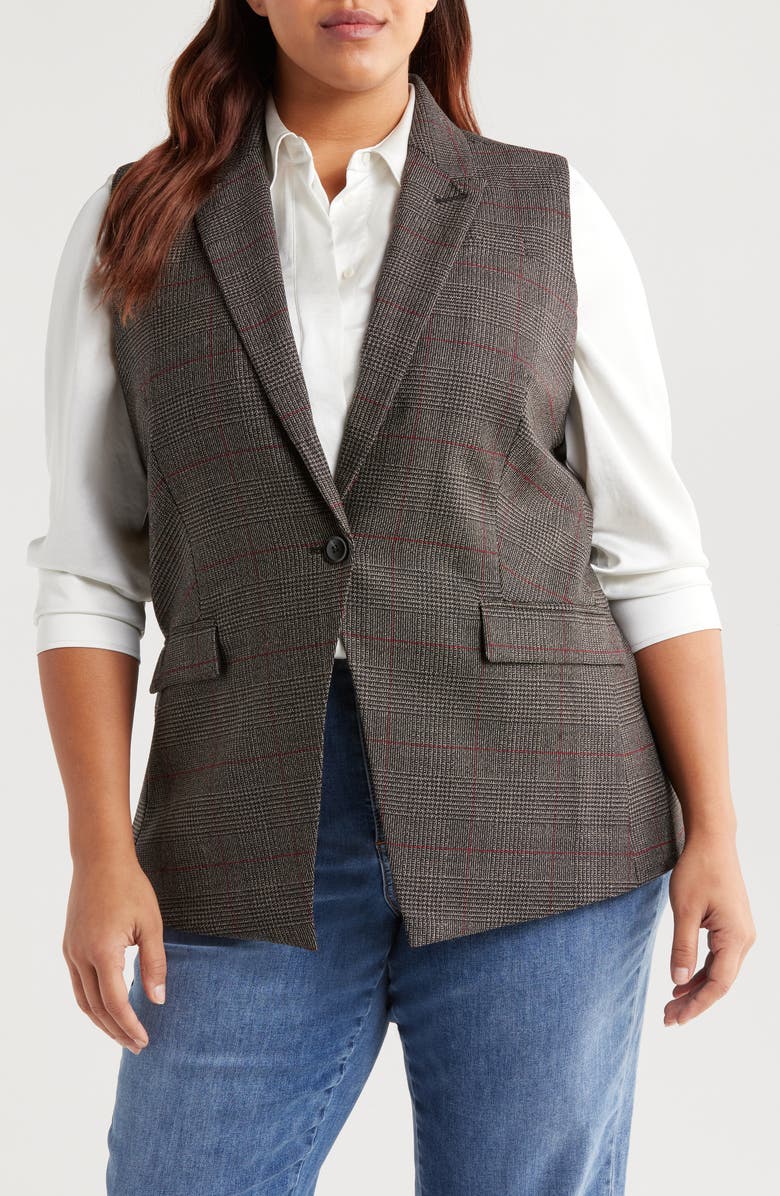 Universal Standard The Long Plaid Vest, Main, color, 