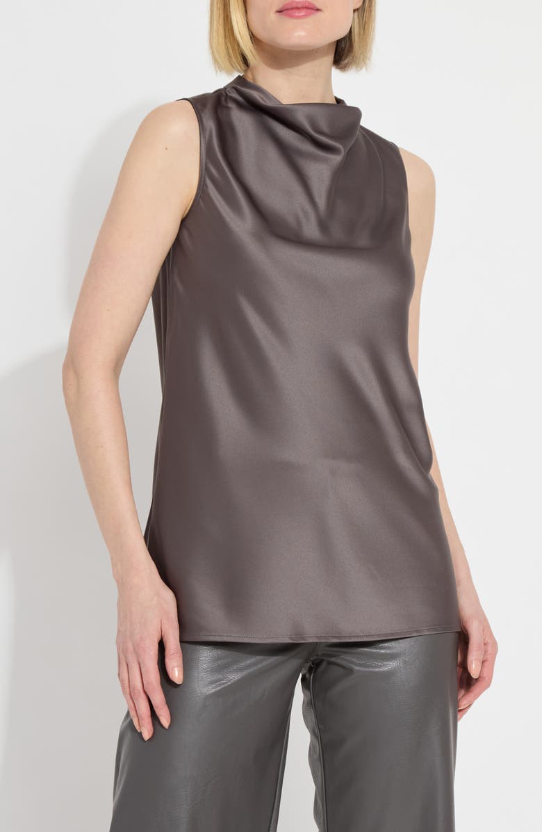 Lysse Justine Draped Mock Neck Top, Alternate, color, Gray Ash