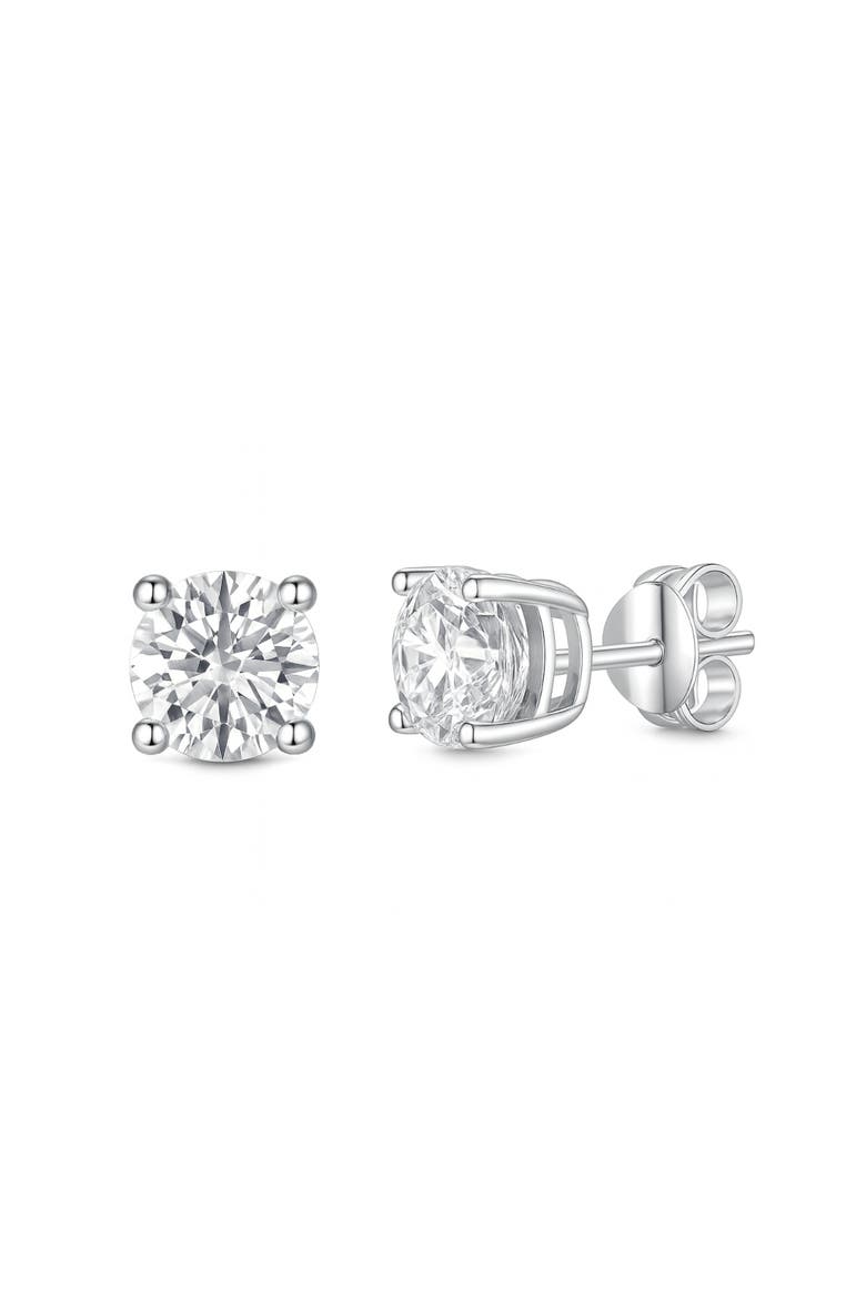 Sterling Silver Round Large Moissanite Studs, Main, color, Silver