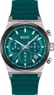 BOSS Candor Chronograph Silicone Strap Watch, 41mm