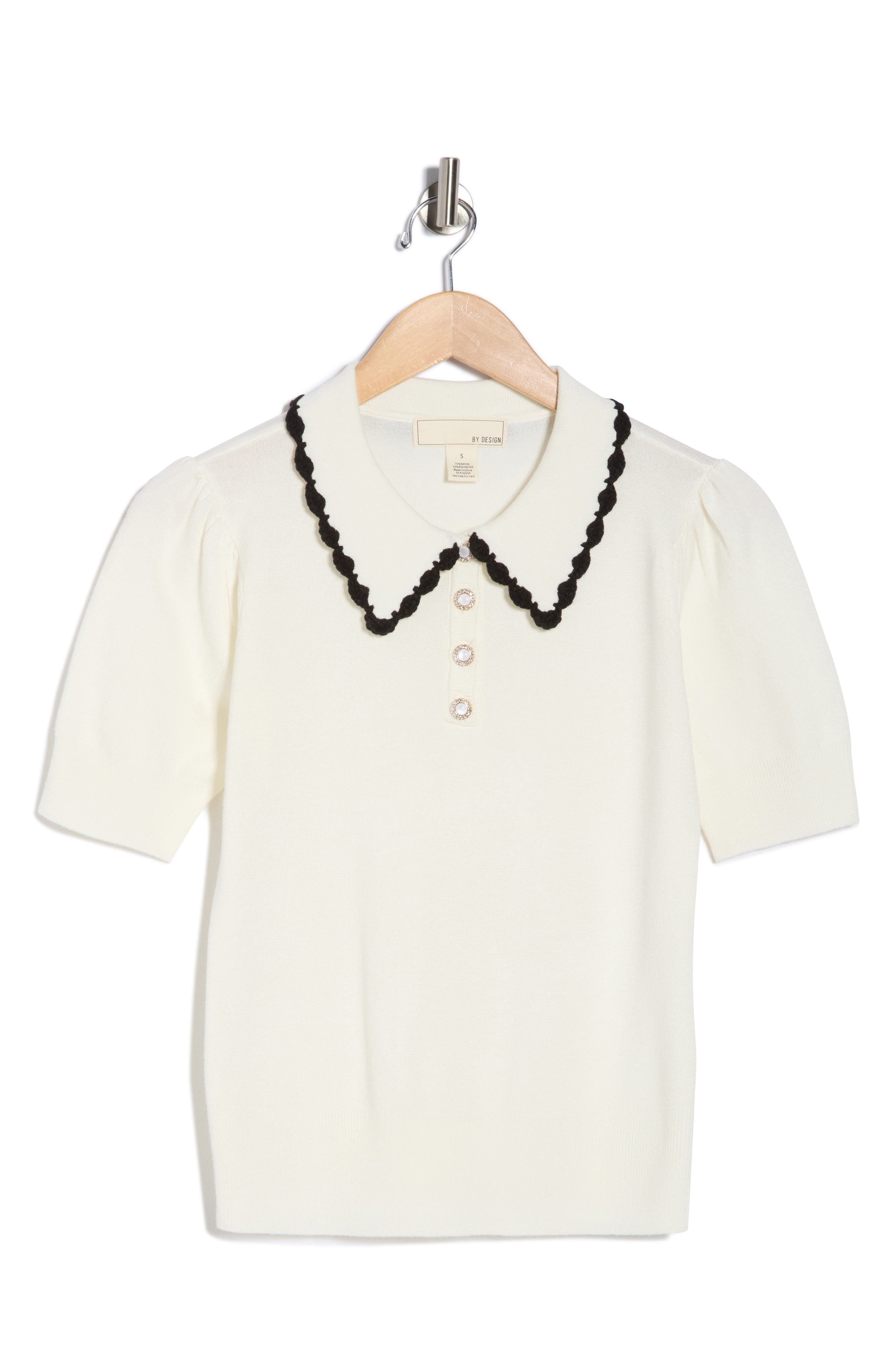 BY DESIGN Gwen Lace Trim Sweater