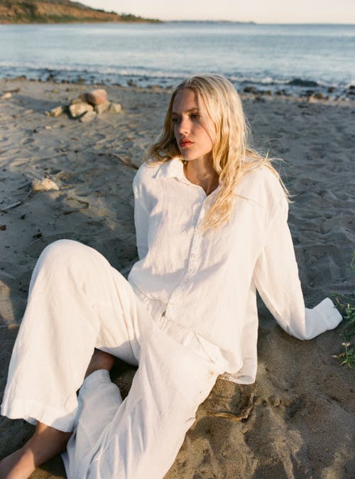 Vir Vita Marina Linen Trouser In White