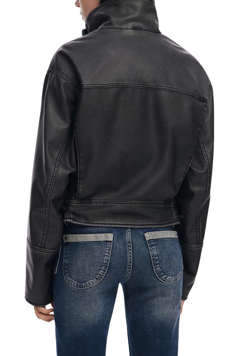 Lace Up Faux Leather Moto Jacket, Alternate, color, BLACK