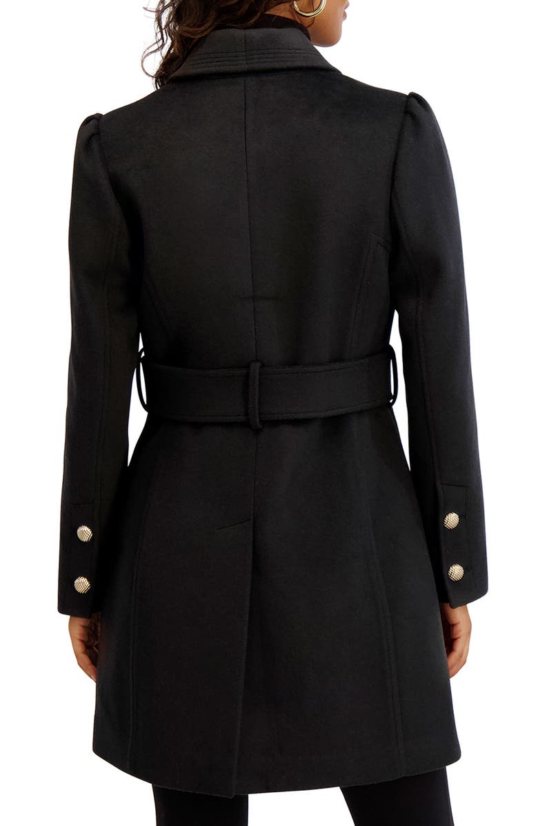 Kensie Wool Blend Long Coat, Alternate, color, Black