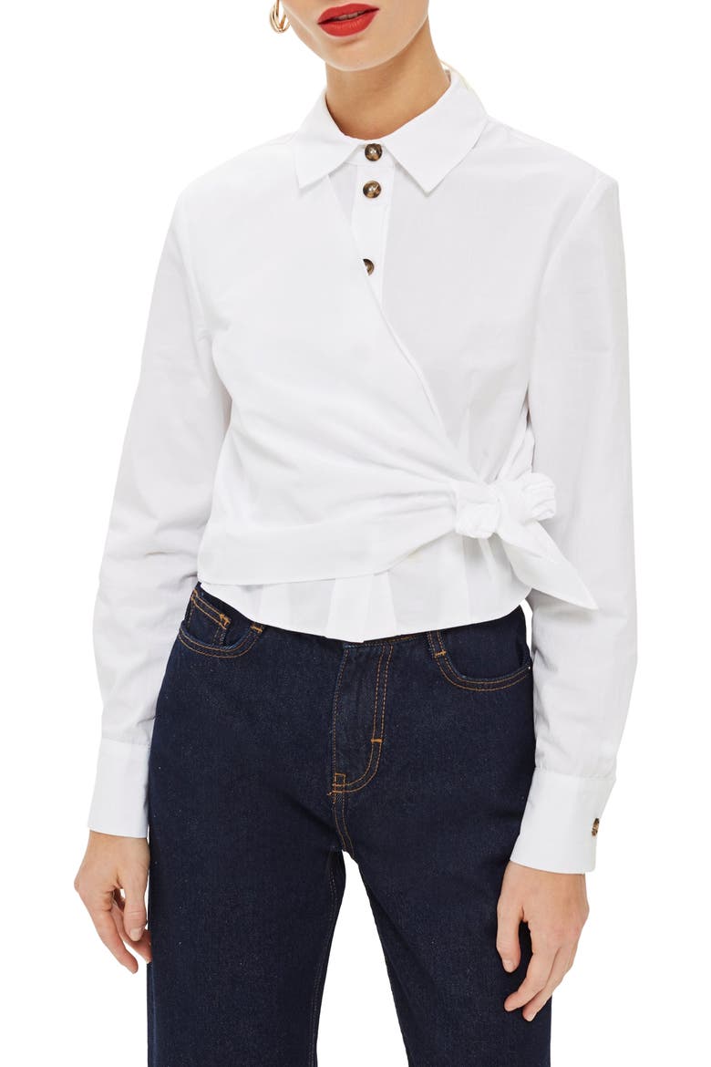 Poplin Wrap Shirt, Main, color, WHITE