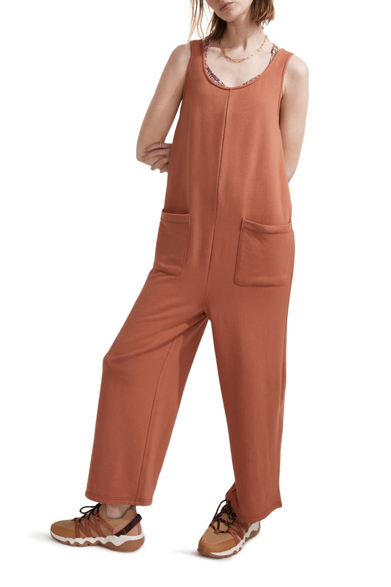 Madewell MWL Superbrushed Pull-On Jumpsuit, Main, color, EARTHEN RED
