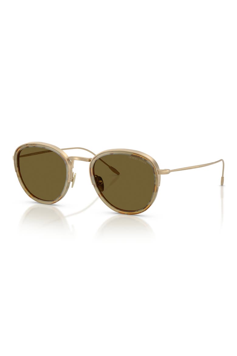 50mm Round Sunglasses, Alternate, color, MATTE PALE GOLD / DARK BROWN