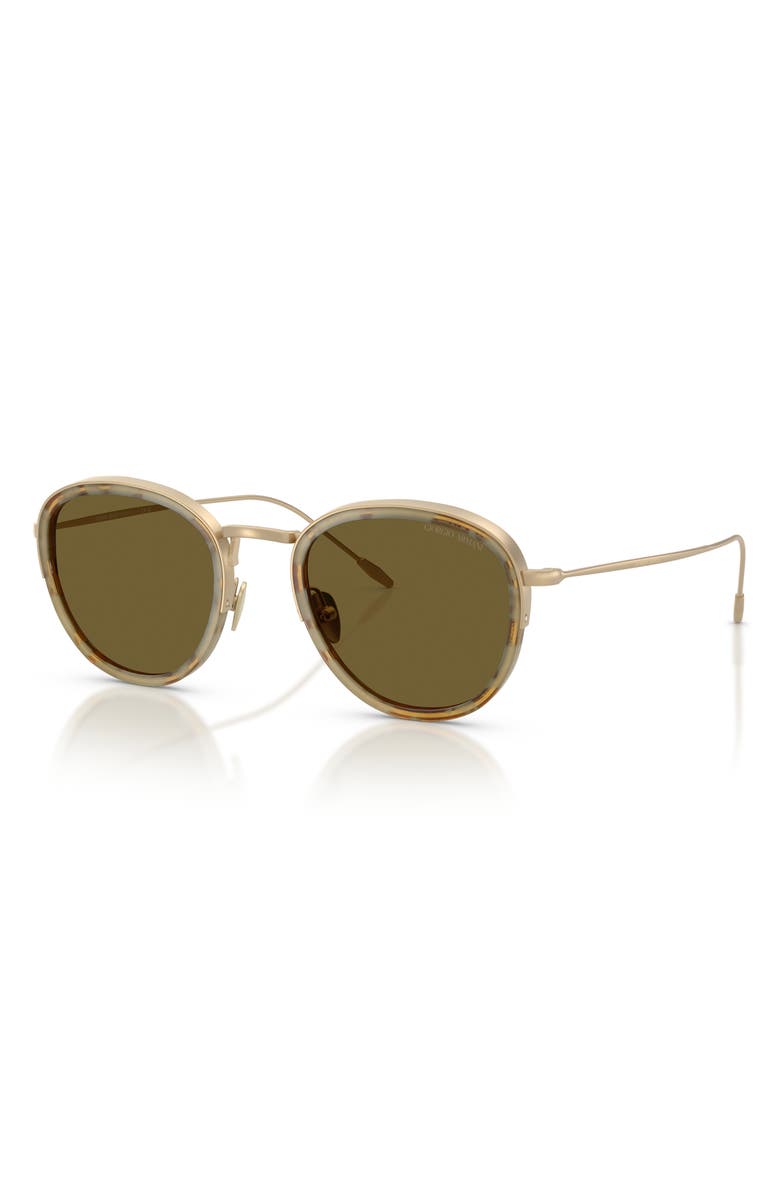 ARMANI 50mm Round Sunglasses, Alternate, color, Matte Pale Gold / Dark Brown