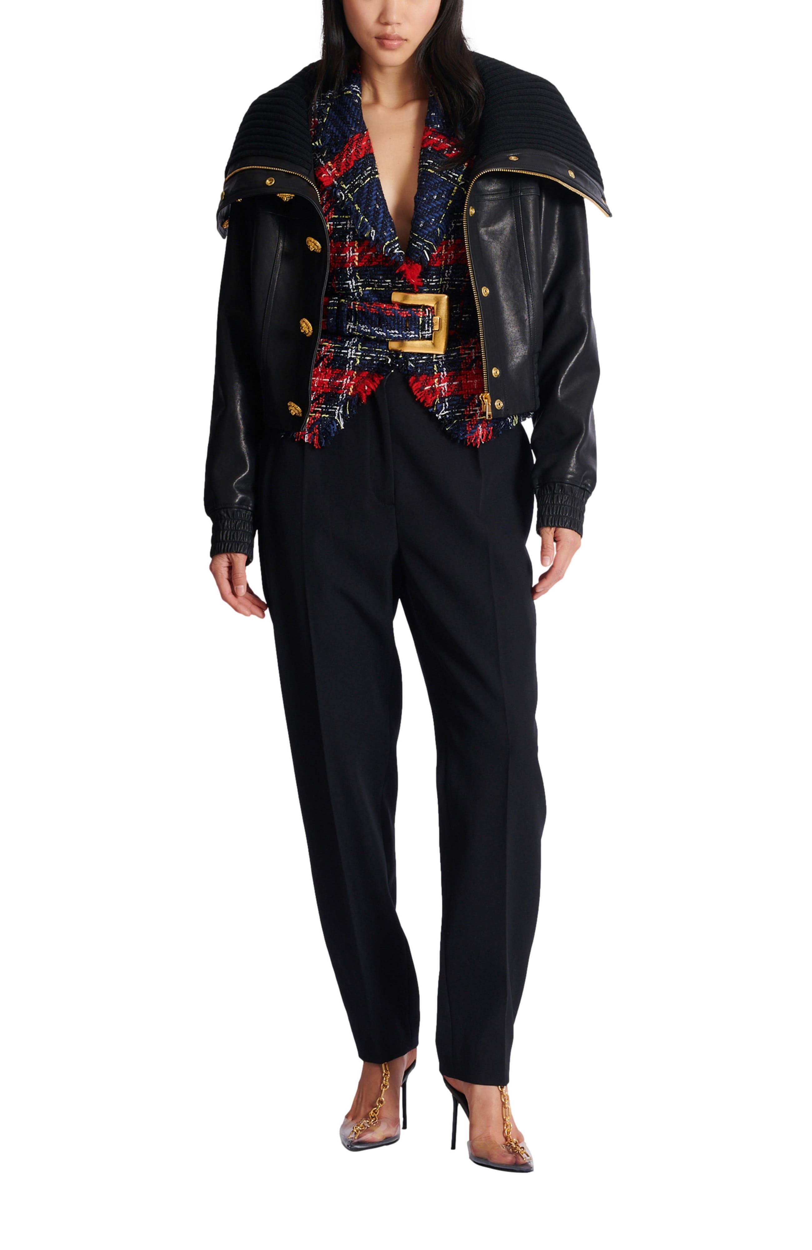 Belted plaid tweed jacket - image 2