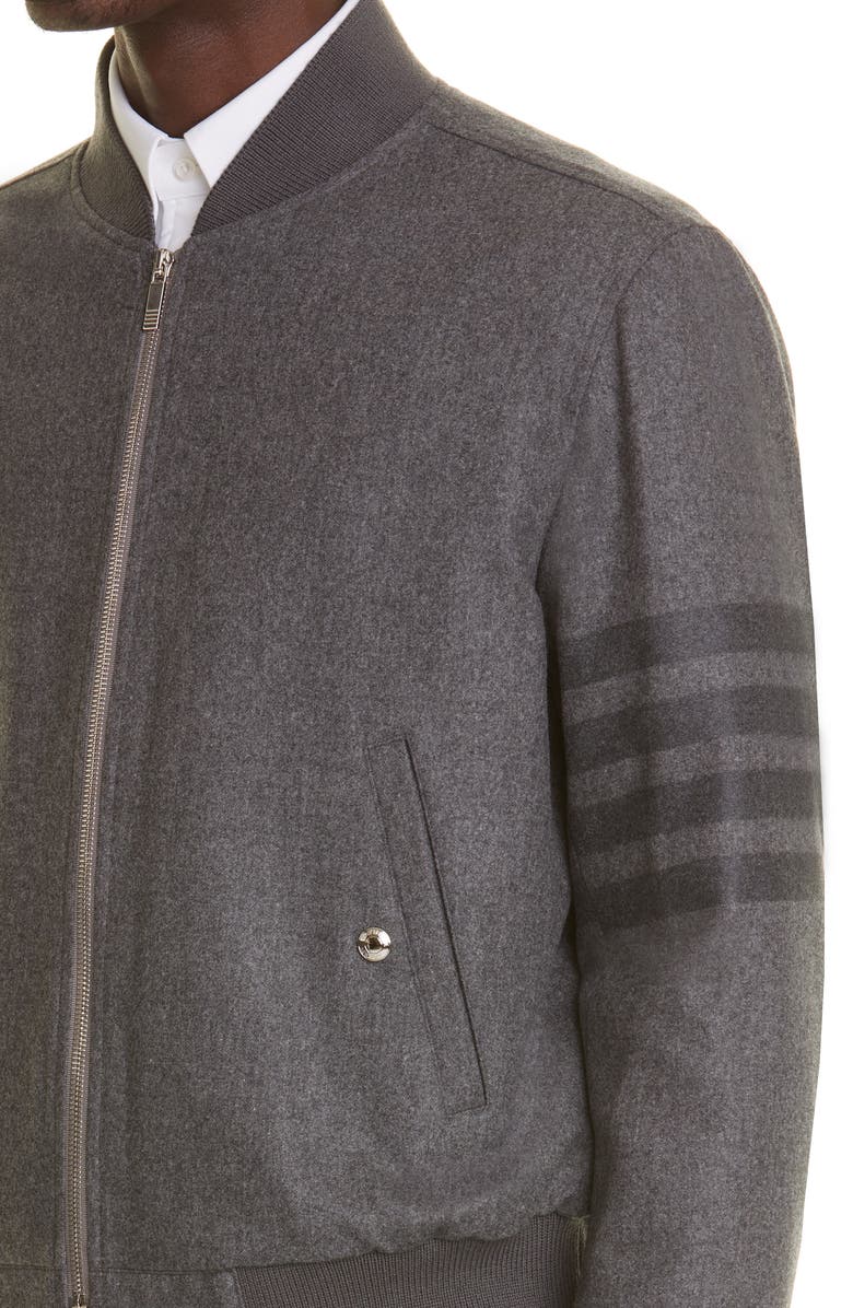Thom Browne 4-Bar Wool & Cashmere Bomber Jacket, Alternate, color,