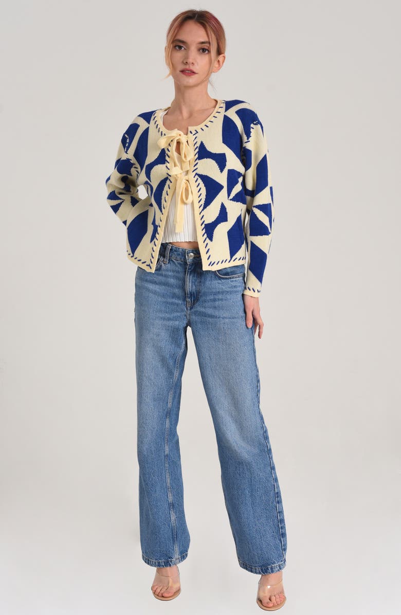 CIEBON Ana Pattern Tie Front Cardigan, Alternate, color, 