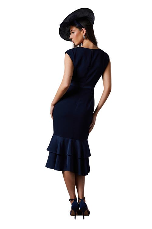 Coast Satin Back Crepe Dress With Peplum In Blue