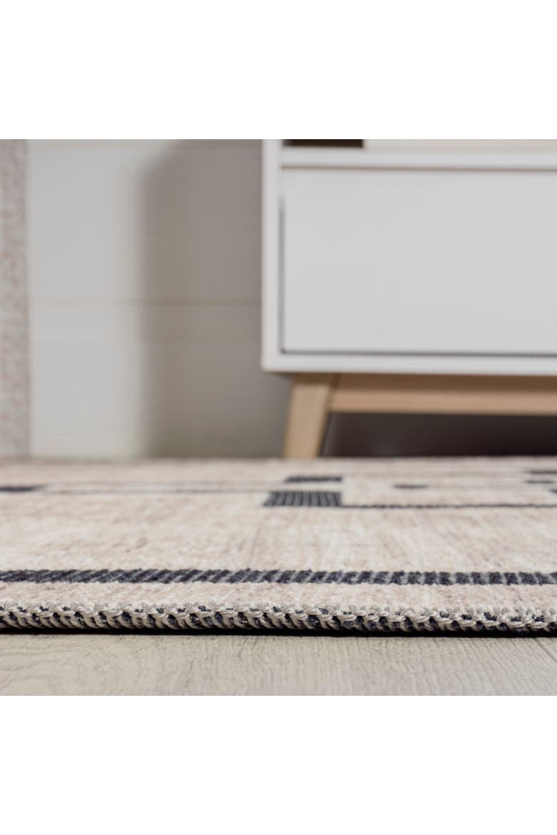 Ashkii Minimalist Medallion Machine-Washable Area Rug, Alternate, color, Ivory/Dark Gray