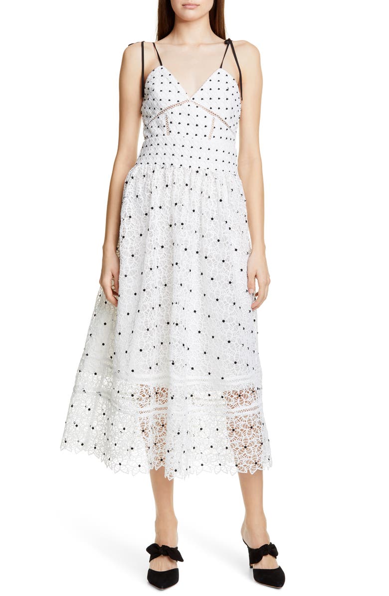 Self-Portrait Azalea Hibiscus Lace Midi Dress, Alternate, color, 