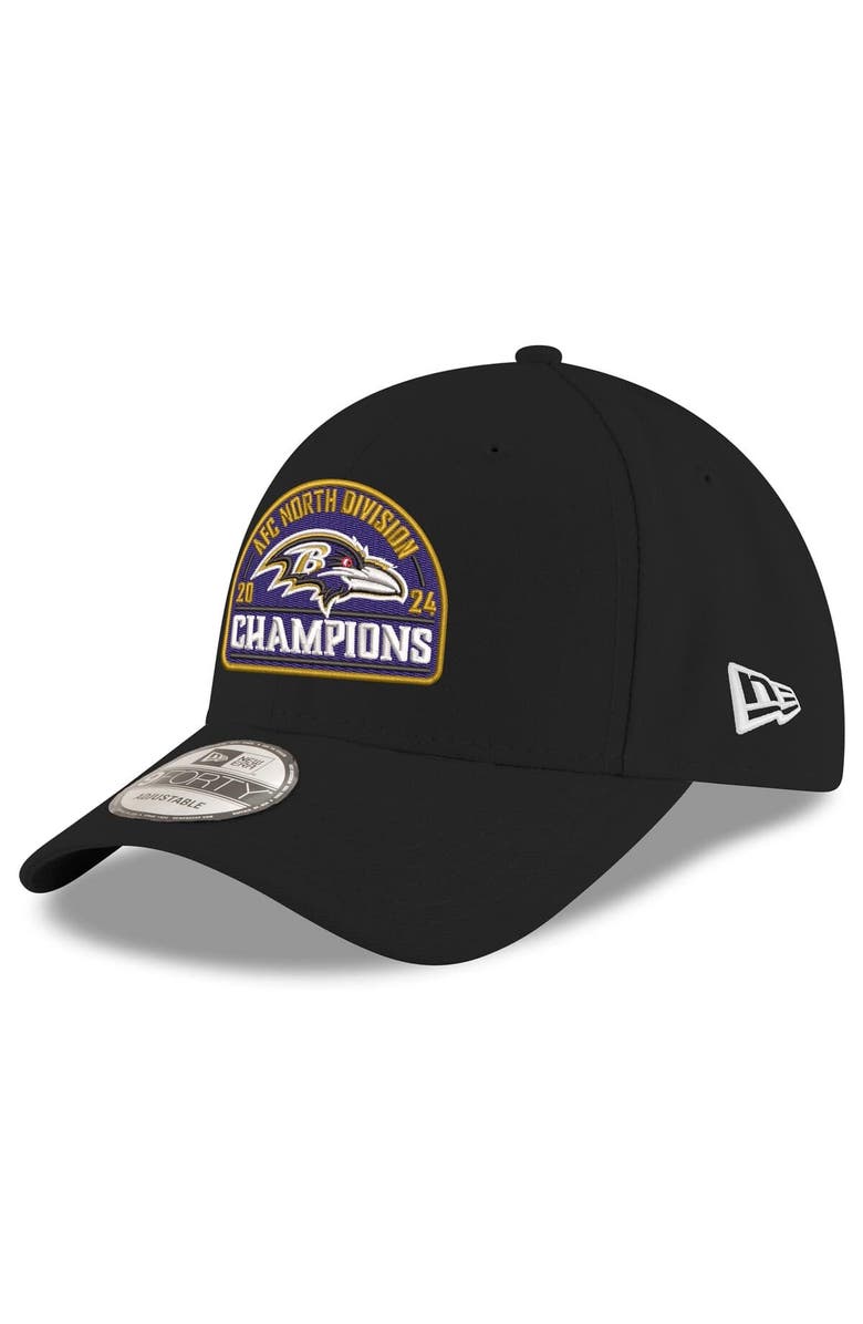 New Era Men's New Era  Black Baltimore Ravens 2024 AFC North Division Champions 9FORTY Adjustable Hat, Main, color, 