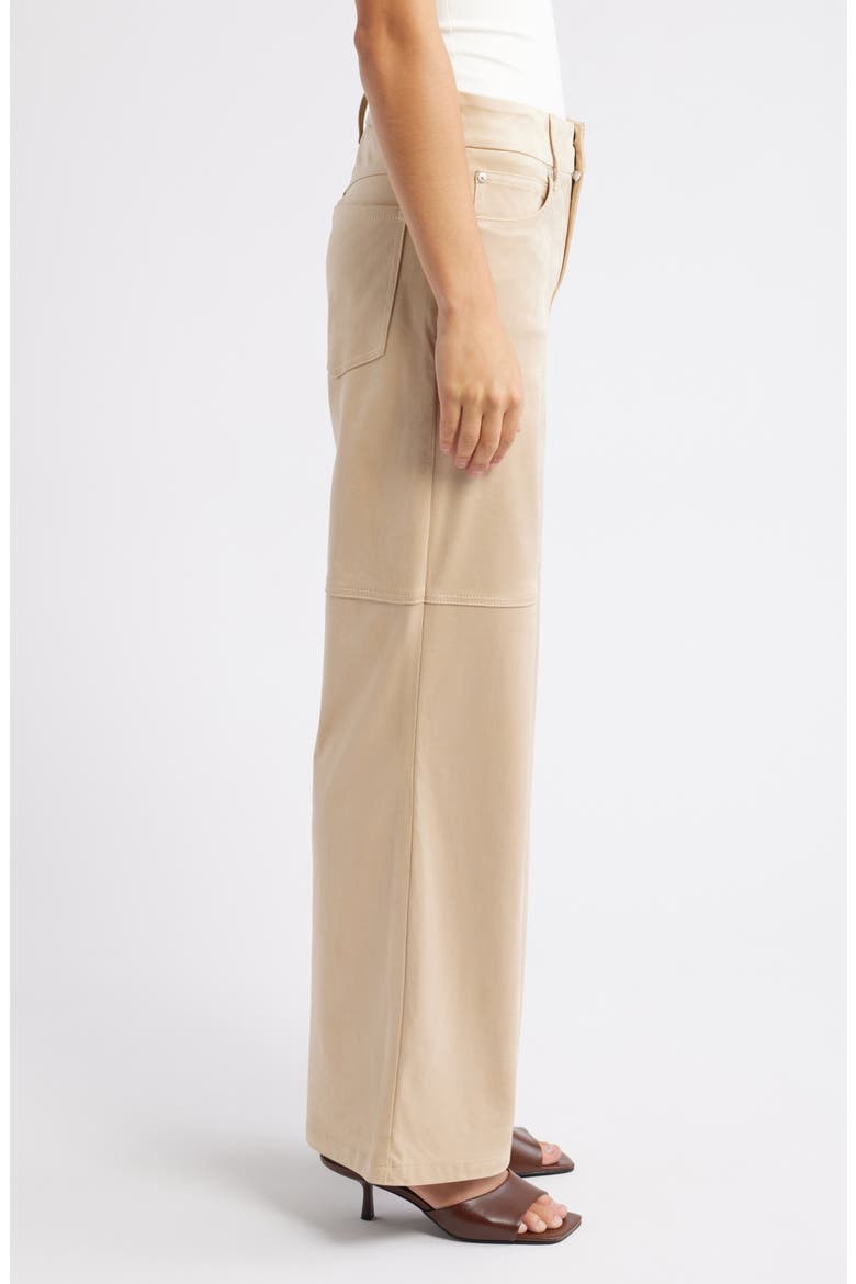 High Waist Wide Leg Faux Suede Jeans, Alternate, color, CHAMPAGNE