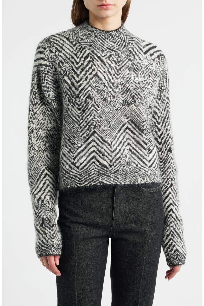Faclina Mock Neck Sweater, Main, color, MONOCHROME HERRINGBONE