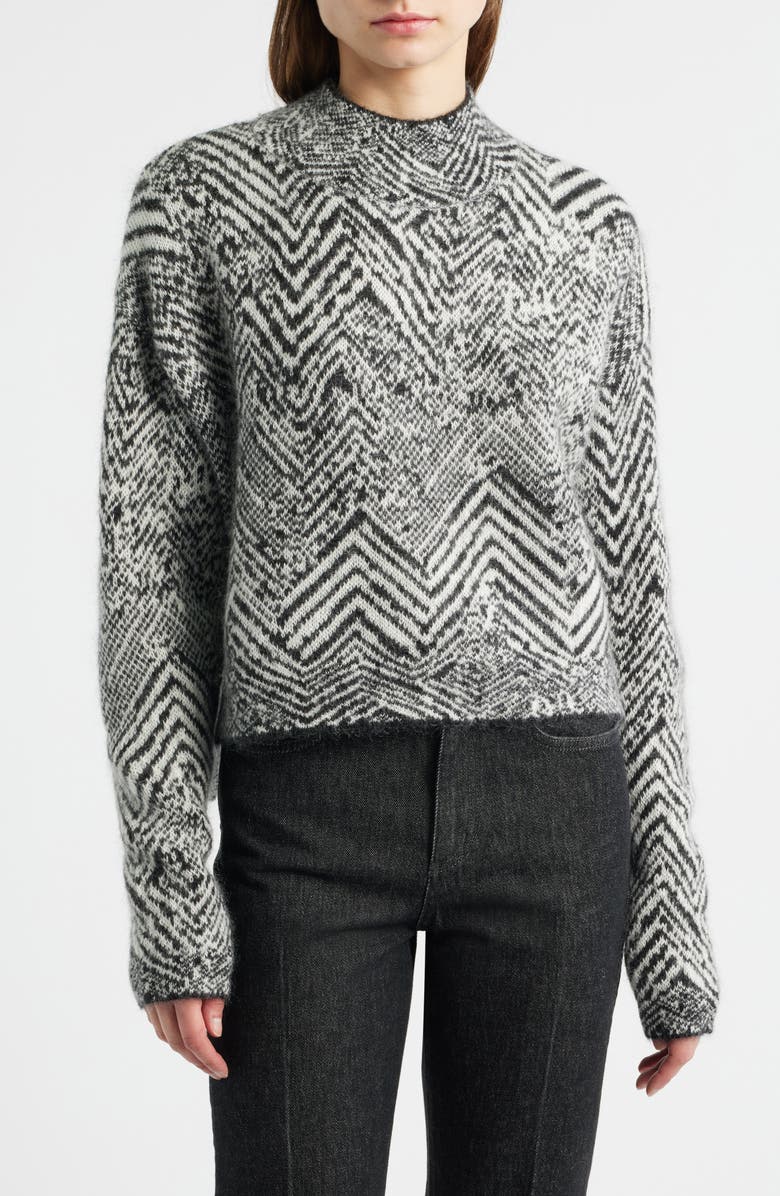 BOSS Faclina Mock Neck Sweater, Main, color, Monochrome Herringbone