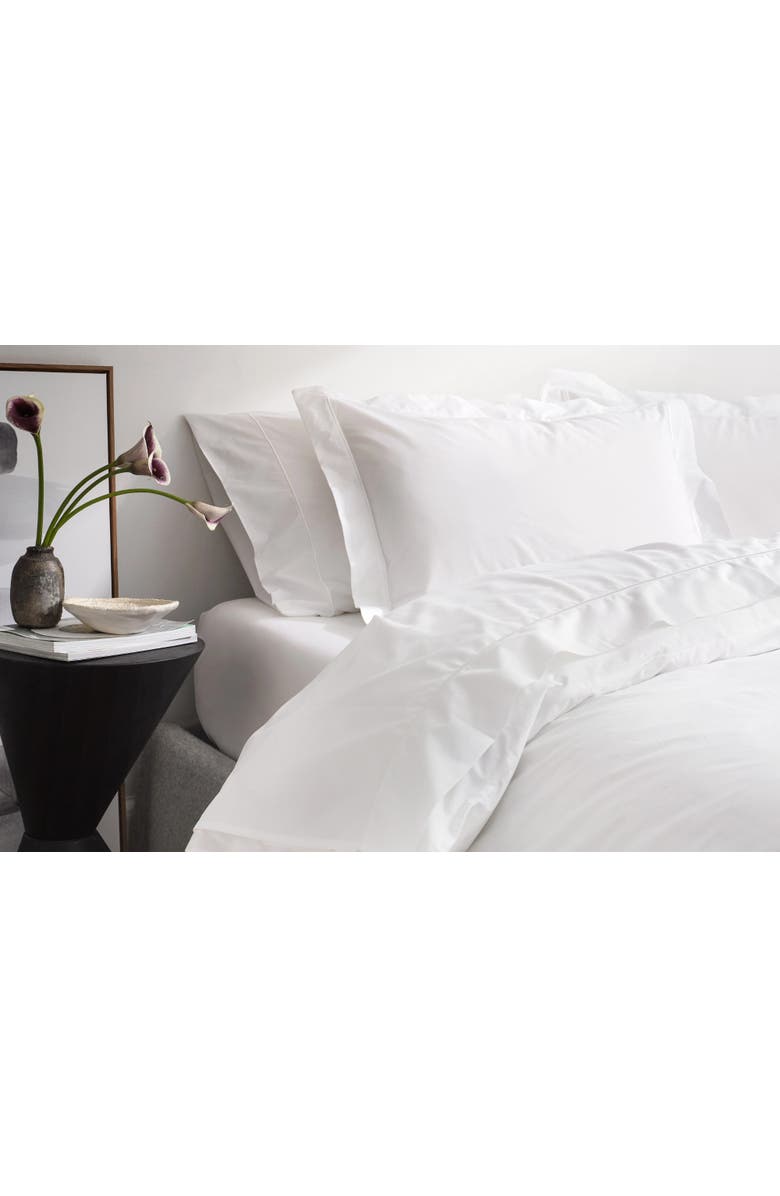 Ela Lane USA Classic Percale Embroidered Sheet Set, Alternate, color, White