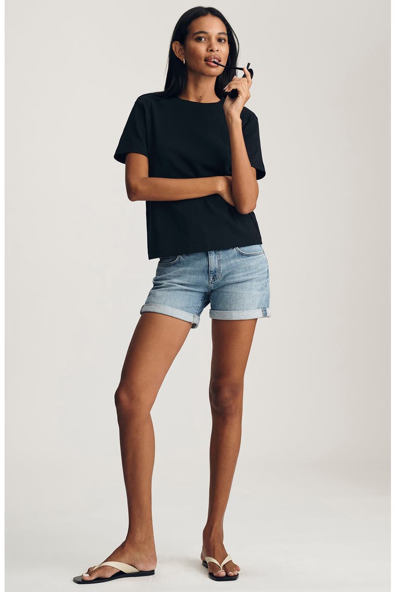 Nina Crewneck Cotton T-Shirt, Alternate, color, BLACK