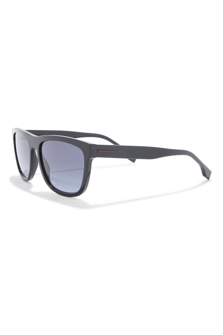 58mm Polarized Rectangular Sunglasses, Alternate, color, BLACK