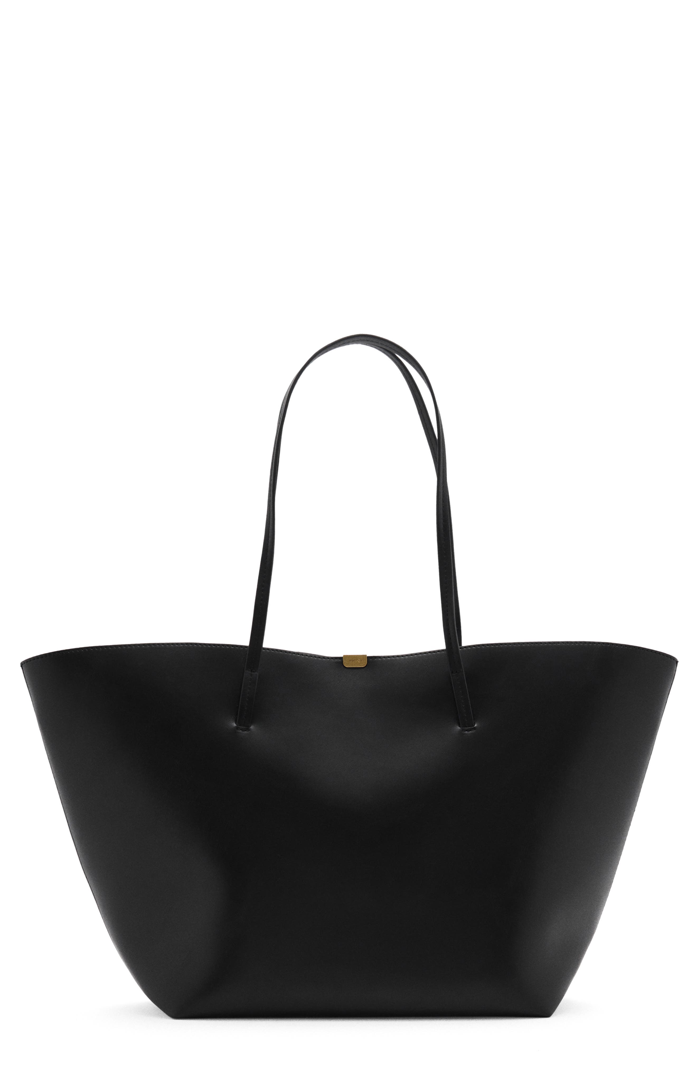 MANGO Faux Leather Tote Bag, Main, color, 