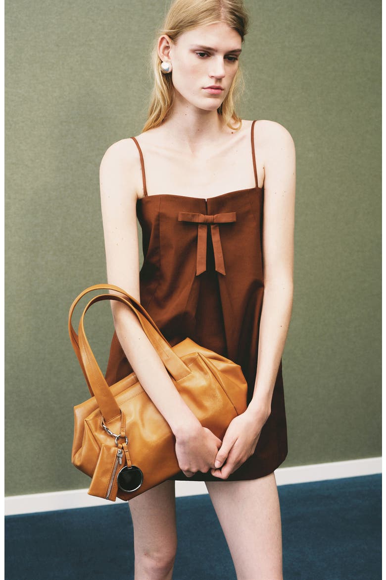 Bow Minidress, Alternate, color, MEDIUM BROWN