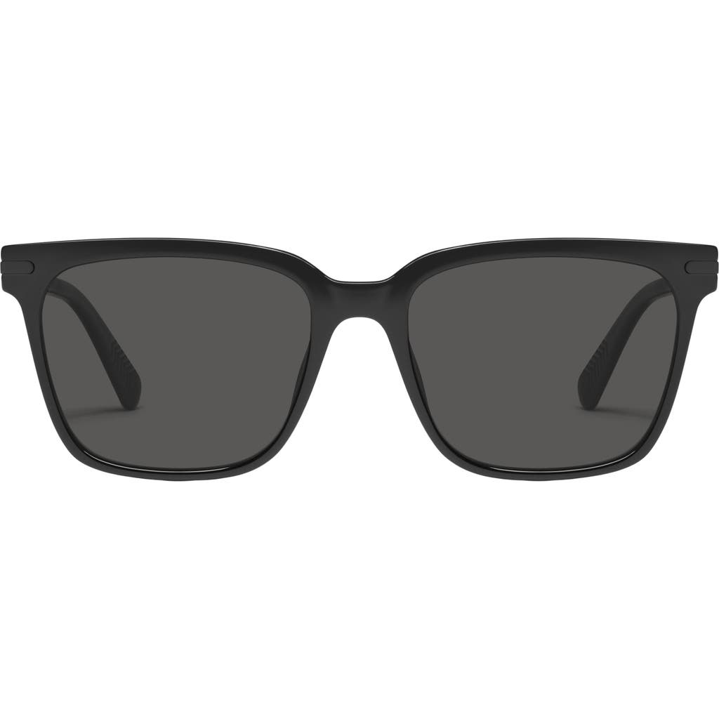 Quay Recap 56mm Polarized Square Sunglasses In Black/black Polarized