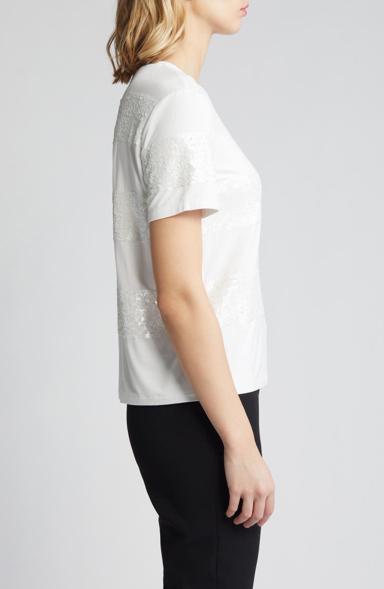 Anne Klein Sequin Stripe T-Shirt, Alternate, color, 