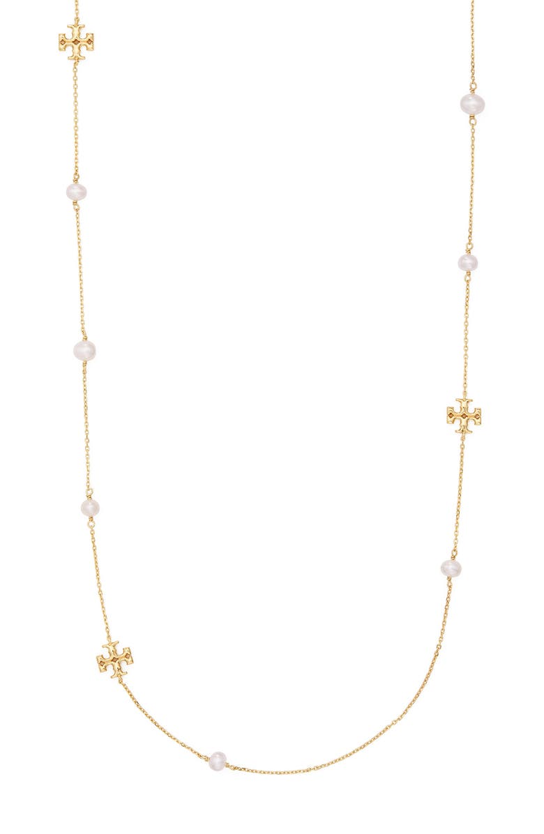 Tory Burch Kira Imitation Pearl Necklace, Alternate, color,