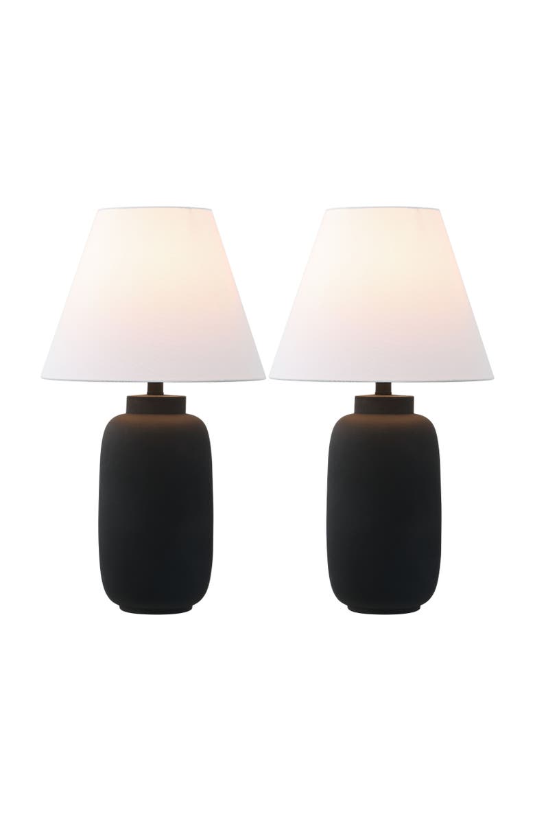 JONATHAN Y Elinore 24.5" Minimalist Scandinavian Resin/Iron Ginger Jar LED Table Lamp, Main, color, Matte Black