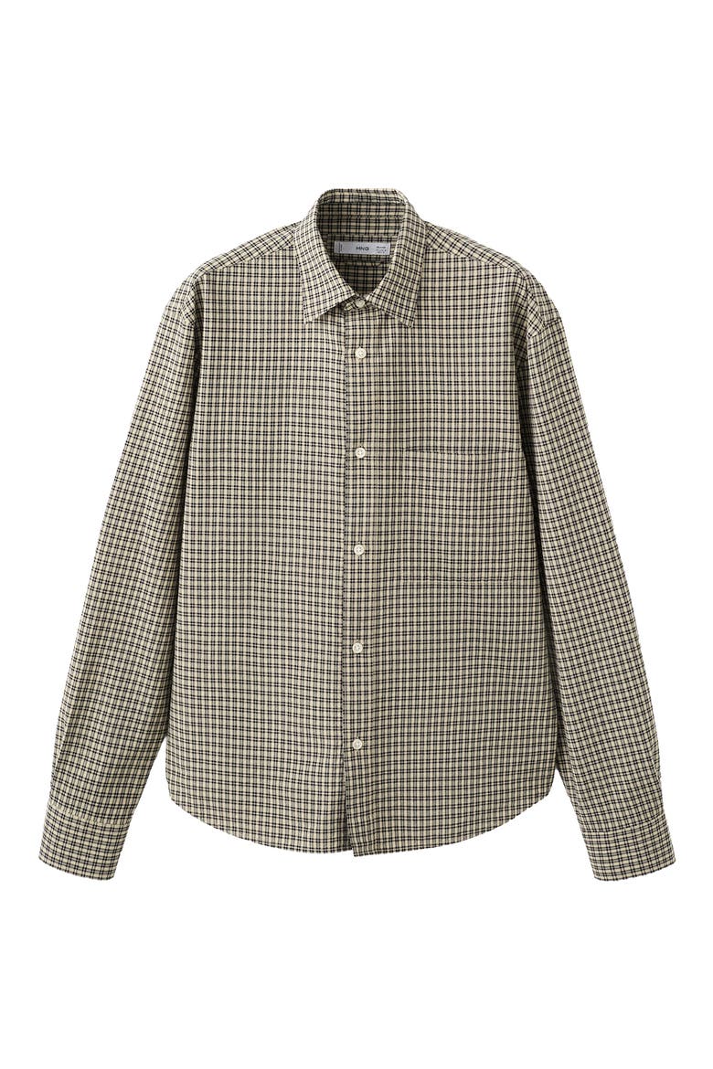 Regular Fit Check Cotton Blend Button-Up Shirt, Alternate, color, BEIGE