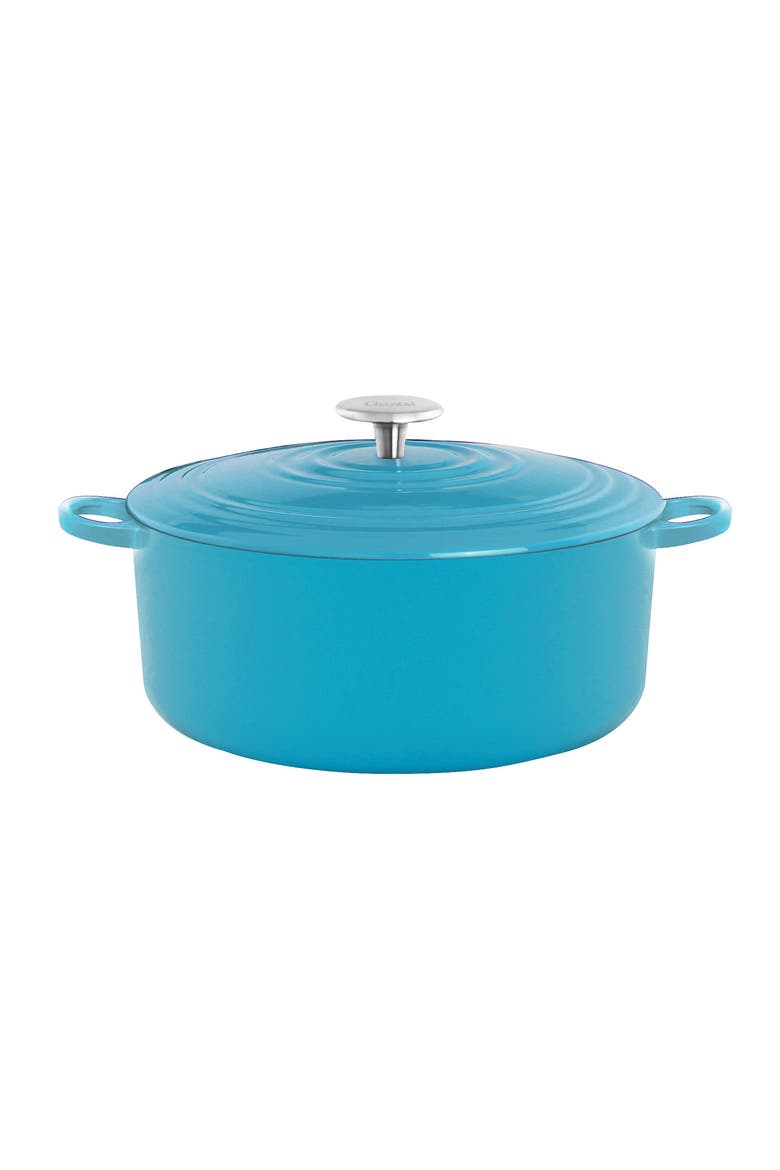 7 Qt Round Cast Iron Dutch Oven, Main, color, Sea Blue