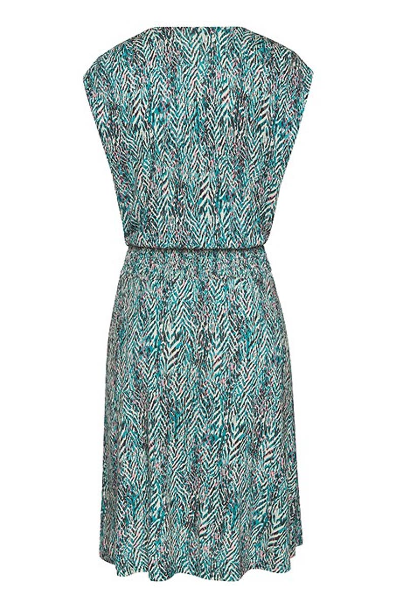 LASCANA Women's Smocked Waist Printed Dress, Alternate, color, Turquoise Rose