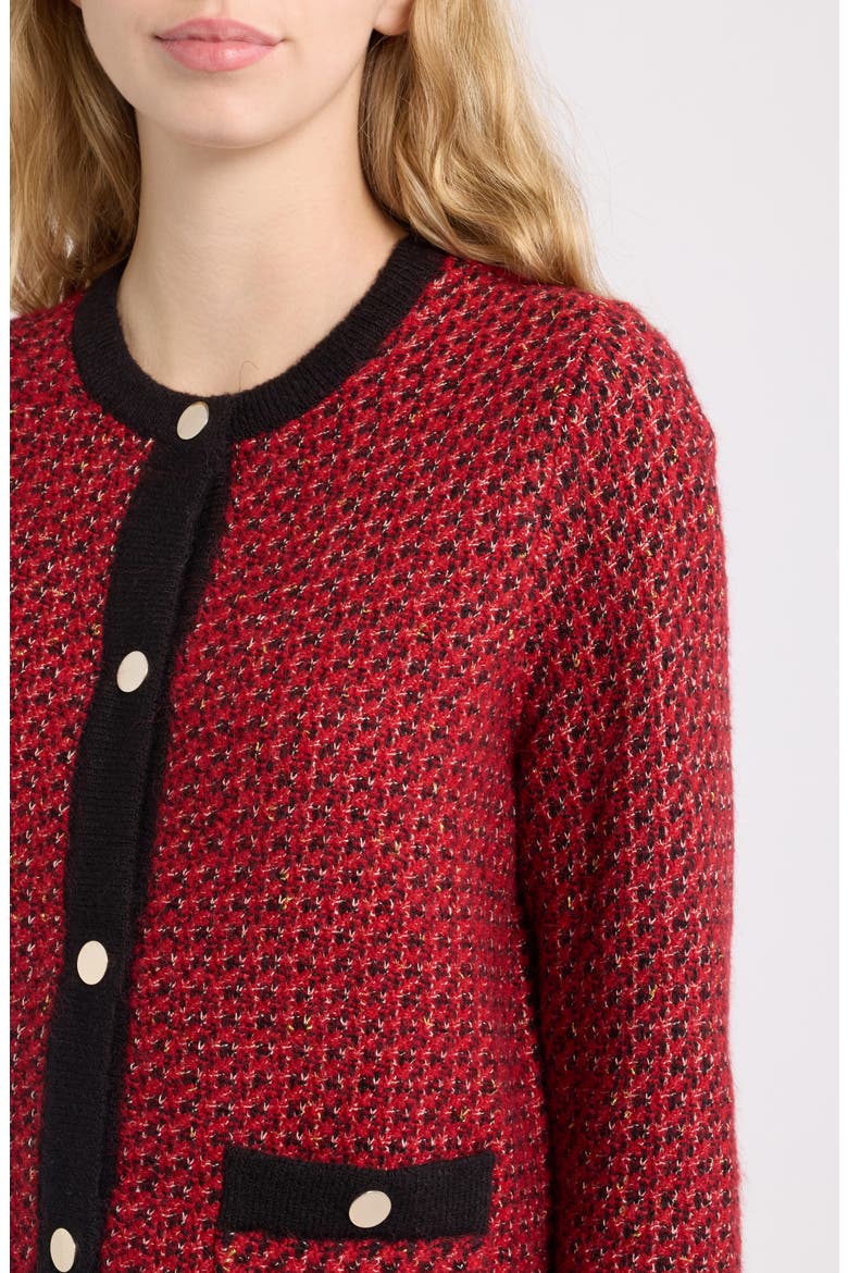 Lurex Boucle Cardigan, Alternate, color, TITIAN RED MULTI